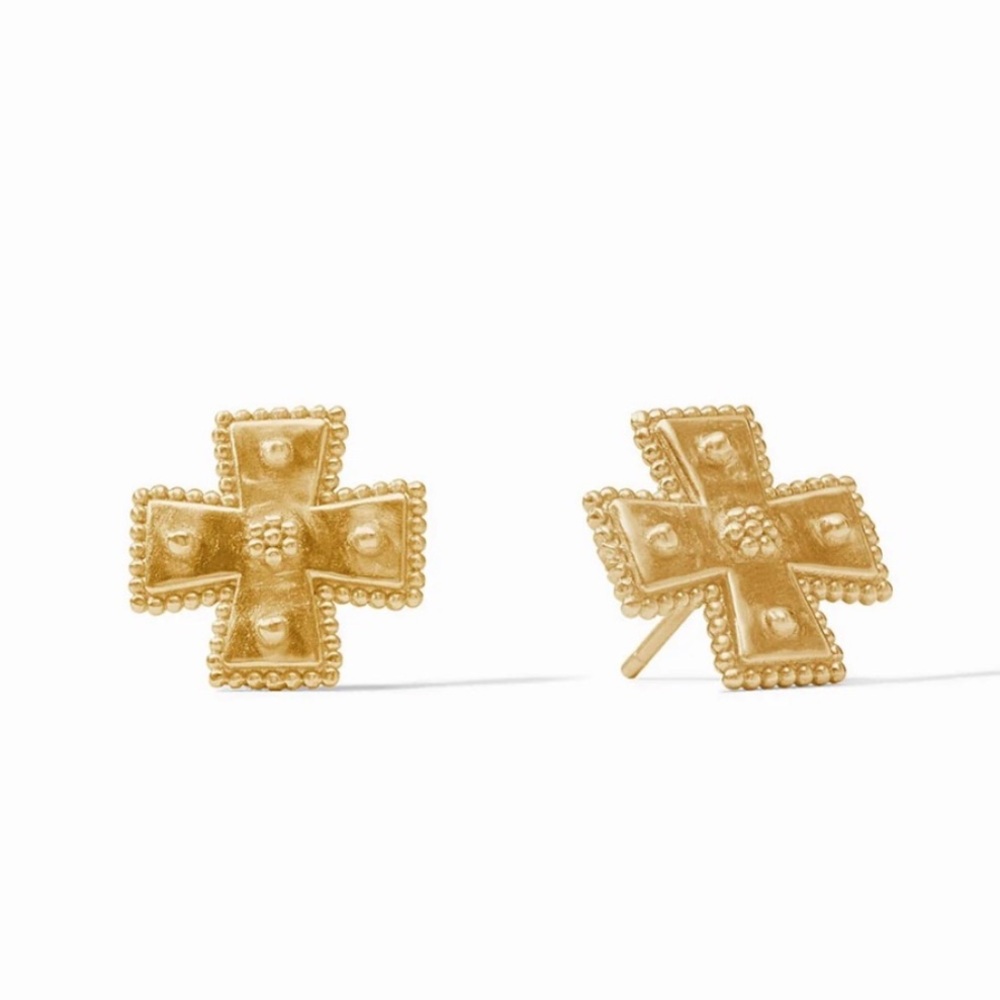 $125 Julie Vos Gold Cross Stud Earrings Canterbury